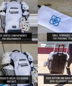 Best Sale 🔥 Easton Jen Schro Catcher’s Wheeled Equipment Bag White 😀 -Hot Sale BASEBALL Store a32 055 03 1