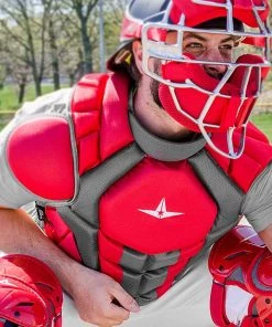 Flash Sale 🧨 All Star CPCC40PRO System7 NOCSAE Adult 16.5" Axis Catcher's Chest Protector Silver 🧨 -Hot Sale BASEBALL Store a40 604 inset 1