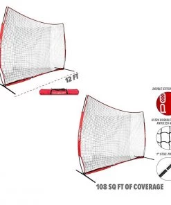 Best Sale ✔️ POWERNET 9'Hx12'W Portable Barrier Sport Net Red ✔️ -Hot Sale BASEBALL Store a63 354 new dims 1
