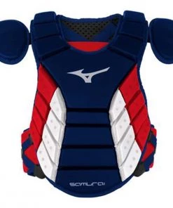 Flash Sale 😍 Mizuno Samurai NOCSAE Catcher's Chest Protector Black/Maroon 🔔 -Hot Sale BASEBALL Store navy red 1